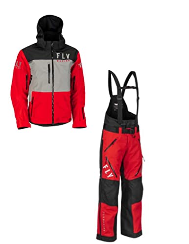 Fly Racing Carbon Snow Jacket/Bib Combo (Red/Grey, Men's X-Large Jacket/Men's X-Large Bib) Fly Racing Carbon Snow Jacket/Bib Combo (Red/Grey, Men's X-Large Jacket/Men's X-Large Bib)