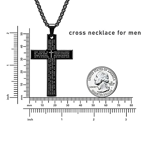 Rnivida Men's Cross Necklace with Lord's Prayer, Stainless Steel Christian Cross Pendant Necklace for Men2