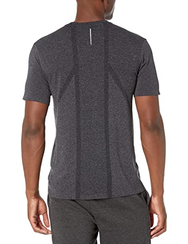 Amazon Essentials Men's Seamless Run Crewneck T-Shirt, Black Heather, Large #TOP1