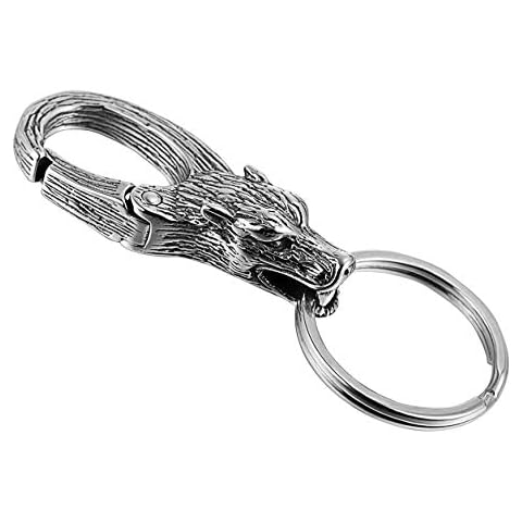 Ziilay Men's Keyring with Carabiner 316L Viking, Wolf (Silver) - ZL-KC01-ALL Cover