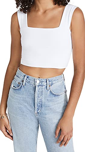 Susana Monaco Women's Wide Strap Crop Top, Sugar, White, M