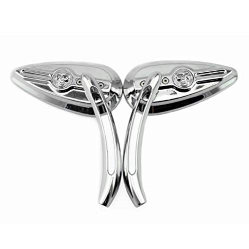 WASTUO La más alta calidad de la lágrima del cráneo del cromo espejos retrovisores para Harley Softail Heritage Slim Breakout Harley Dyna 48 72 Calle Bob Low Ride Harley Softail Touring Road King Glide