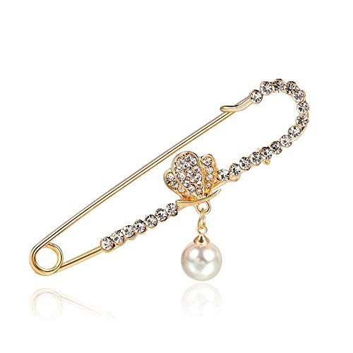 Broche cygne et papillon en perles pour femme, épingle à nourrice chic pour hijab