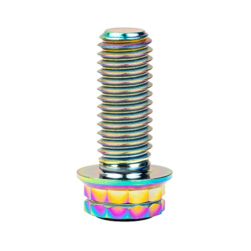 Image of Titanium Flange 12 Point Head M8 x15 20 25 30 35 40 45 50 55 60 65mm Screw Bolt Pack of 4 (M8x20mm, Rainbow)