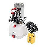Elektrische Hydraulikpumpe, Doppelwirkende Hydraulikkrafteinheit Doppelmagnet-Hydraulikkraftpaket, 12V DC Hydraulische Kraftpumpe mit 4 L Reservoir für Dump Anhänger Auto Heben