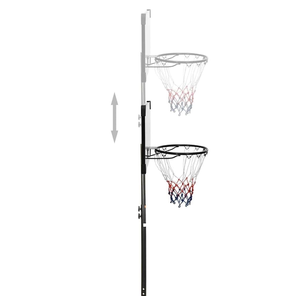Canestro da basket regolabile in altezza da 256 a 361 cm, con base stabile, per giardino e interni, pannello posteriore in policarbonato resistente alle intemperie