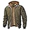 Men's Winter Bomber Jackets Hooded Quilted Coats Warm Fake Two-Piece Outwear Water Resistant Windproof Pilot Jacket Army Green