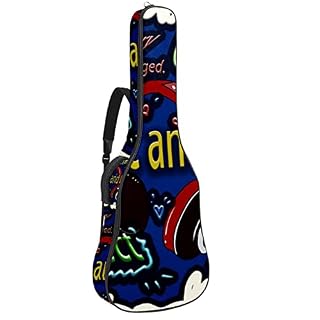 Étui de protection rembourré pour guitare acoustique classique Motif lettres graffiti, Multicolore 01., 42.9×16.9×4.7 in… - Les Beatles, Paul McCartney, John Lennon, RIngo Starr, George Harrison