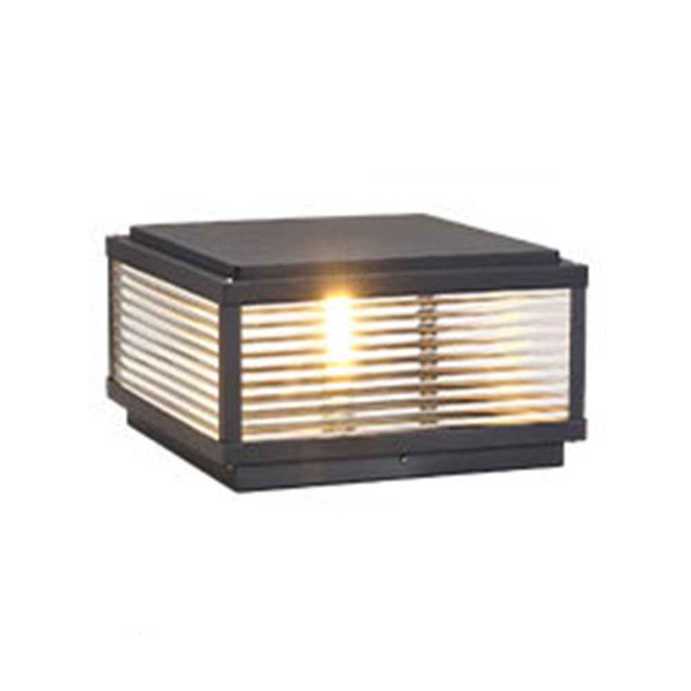 GTHTUHFD Outdoor Lawn Post Light Waterproof Aluminum Classic Vintage Column Lights Square E26 Landscape Bollard Post Lamp, Antique Yard Outside Pillar Light E26 Base Black,25CM