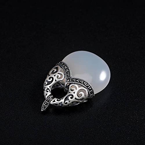 Pendentif néphrite en argent avec calcédoine blanche | Bijou d'exception fait main