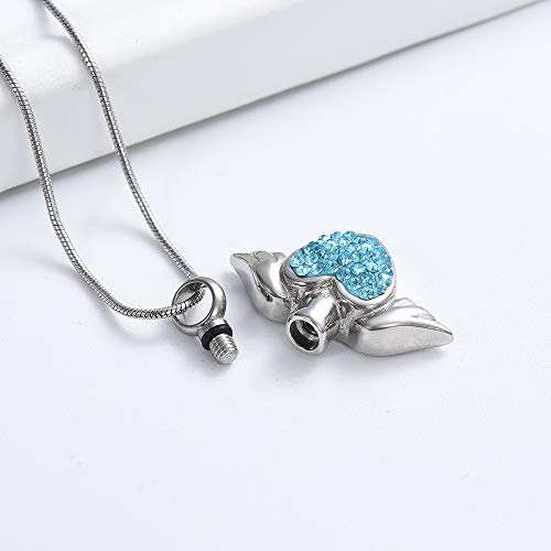 Imrsanl Cremation Jewelry with Angel Wings Charm Locket Memorial Ash Pendant - Heart Urn Necklace Keepsake Jewelry for Women Girls4