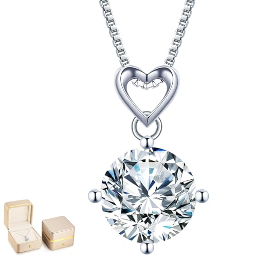 ONLYLIKE Heart Pendant Necklace Gifts for Wife, 6 Carat Moissanite