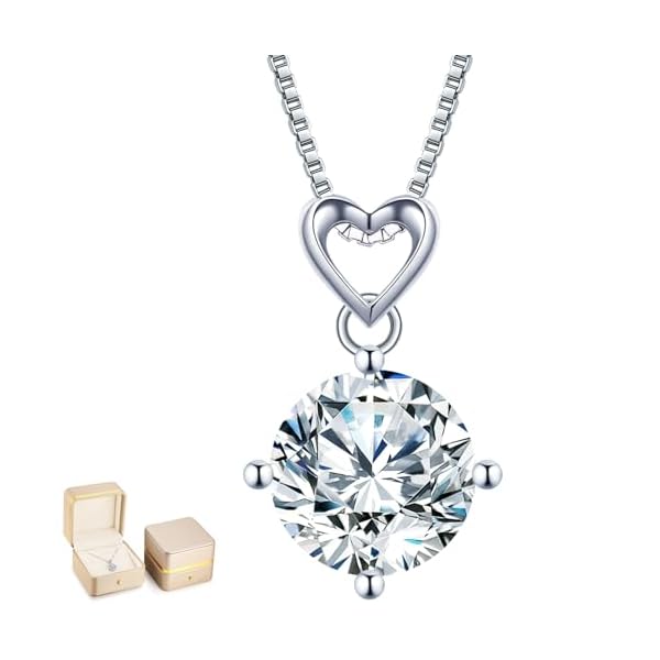 Heart Pendant Necklace Gifts for Wife, 1-6 Carat Moissanite Women's Pendant Necklace, Wedding Anniversary Eternity Jewelry Present for Wife, Birthday Gifts for Her