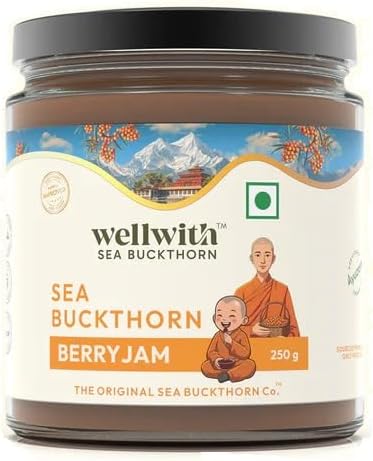Wellwith by Ayuzera Seabuckthorn Berry Jam - 250g Pack 1 | Seabuckthorn Juice Berry And Berry Powder | Sulfurless sugar | Rich In Vitamin - C , Antioxidants , Rich In Omega 3,6,7,9| No Added Preservative|
