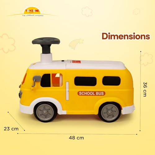 Image of Toyzone Happy Bus - Yellow | Toddler Ride-on | Lights & Music | Ride-on with Easy Storage | Grip Wheels | Make in India | Indoor & Outdoor | for Kids 2+ Years