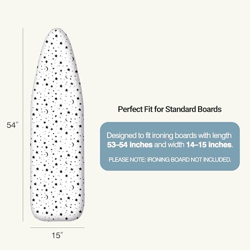 Image of Ironing Board Cover and Pad 15 inchx54 inch Extra Thick Natural Cotton, Scorch and Stain Resistant Padding, Standard Size Iron Board Cover with Fasteners Heavy Duty Elastic Edge, Heatproof Nightfall