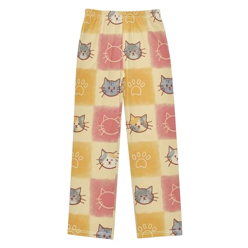Cats and Paw Boys Pants Boys Athletic Pants Long Pant for Boywith Pockets Wide-Leg Size 6-14Y
