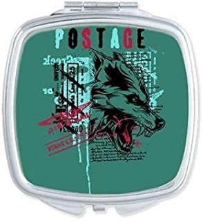 Graffiti Street Culture - Espejo de bolsillo para maquillaje, diseño de lobo, color rojo, verde y negro
