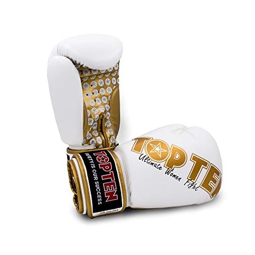 TopTen Boxhandschuhe „Woman“ für Frauen - 10 oz, Weiss-Gold