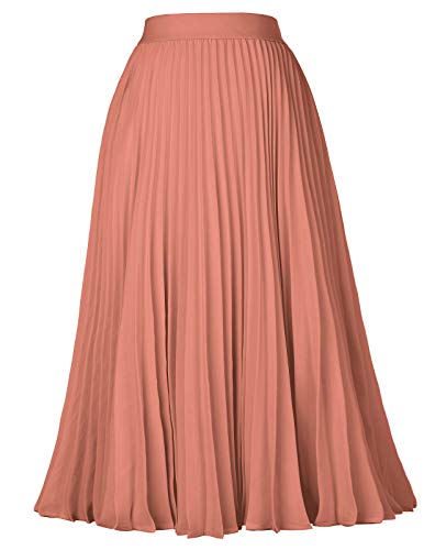 Vintage Skater Skirt for Party Solid Tea Length Salmon Size M KK659-8