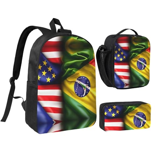Sac à dos d'école léger 3 pièces avec boîte déjeuner et trousse assortie