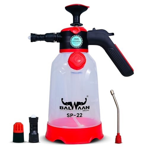 Balwaan Krishi 3 in 1 Manual Sprayer with Deflation Valve, 2 LTR Capacity | for Agriculture, Car & Bike wash, Pesticides, Gardening, Glass Cleaning & Disinfection | 3 Adj. Nozzles Free, Foam | |SP-22