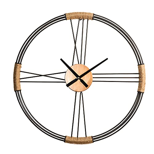Glitzhome Oversized Farmhouse Metal Wall Art Clock 31.9 Inch, Battery Operated Modern Home Decor For The Living Room, Kitchen, Bedroom, And Office, Black #TOP8