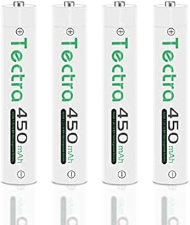 Tectra AAAA Batteries, 450mAh Ni-MH AAAA Rechargeable Batteries for Surface Pen Active Stylus Streamlight Stylus Lights Watch, 4-Count