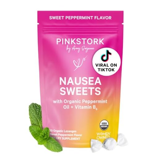 Pink Stork Organic Peppermint Sweets: Sweet Peppermint Hard Candy - Pregnancy Relief - Occasional Morning Sickness, Motion Sickness, & Digestion Support - Includes Vitamin B6 - Women-Owned - 30 Lozenges