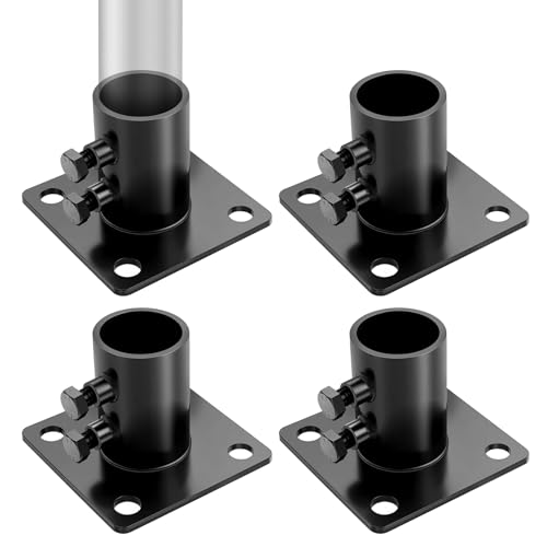 YESiDEA 4 Pcs 2-3-8 Chain Link Fence Pole Plange Black
