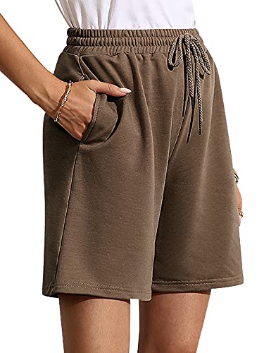 Quenteen Teen Girls Bermuda Shorts Summer Casual Loose Bermuda Shorts For Women Knee Length Sweat Shorts Taupe Large #TOP4