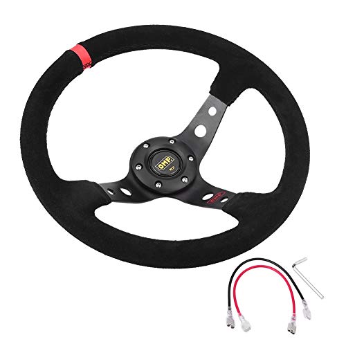 Car Steering Wheel, Universal 35cm/14inch 6-Bolts Auto Car Racing Steering Wheel with Horn Fits for Most Vehicle and Racing Car(Color: Red) - Thumbnail 3