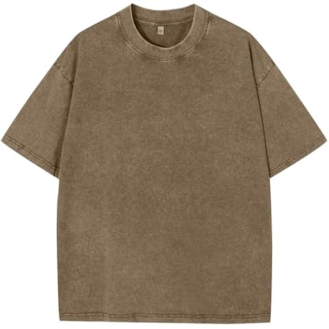 Chaos World Men's Oversized Tshirts Baggy Streetwear Loose Fit Vintage Tees for Men Workout Shirt(Medium,Khaki) Cover