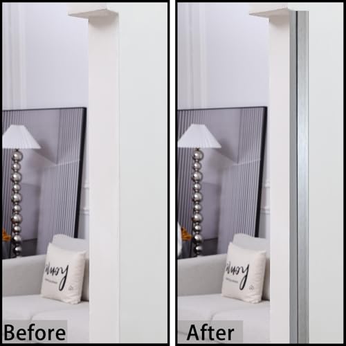 Image of Trimold Brushed Silver Aluminum Peel and Stick L Molding Corner Guards with 90 Angle for Wall Door Frame Cabinet Baseboard Protection and Decoration, 51.2in x 0.8in (3Pcs)