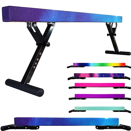 PreGymnastic 8FT Balance Beam, Gymnastics Beam for Kids Ages 3-12, Home Gym Equipment for Training, Adjustable Blancing Beam Indoor, Off-Ground Competition Style