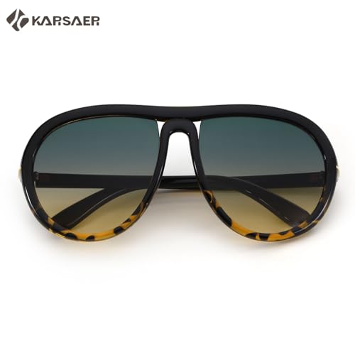 Karsaer Oversized Vintage Aviator Sunglasses for Men Women，Big Retro Round Aviator Sunglasses K71323