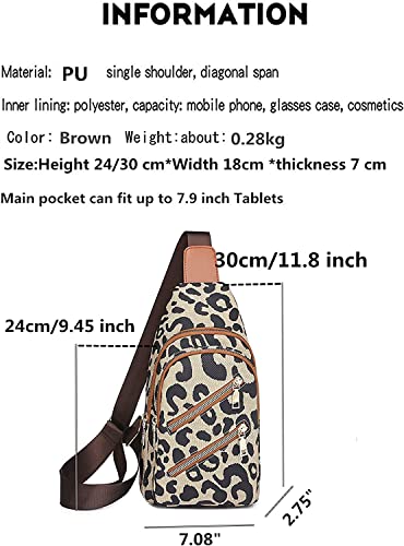 Cheetah Print Sling Bag Lightweight Cross Body Bag for Woman, Waterproof Chest Bag with Anti-Theft Zipper, Wide Strap Compact Daypack for Travel, Hiking2