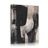 Via Vela Elegante geometría negra y gris Arte mural de lienzo Pincelada abstracta Pintura de póster con textura Acabado Impresión mural para decoración del vestíbulo de hotel 60x80cm