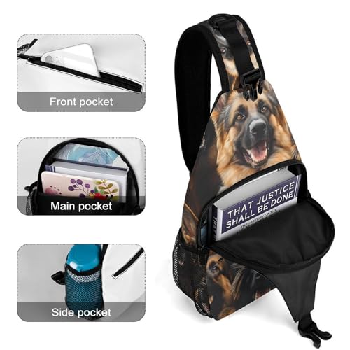 German Shepherd Dogs Crossbody Sling Bag Casual Chest Bag Daypack for Women Men Travel Sport Hiking Funny Print4