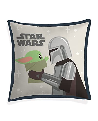 Star Wars Home The Mandalorian Mando & Grogu - Cojín Cuadrado con Relleno, 40 x 40 cm, poliéster...