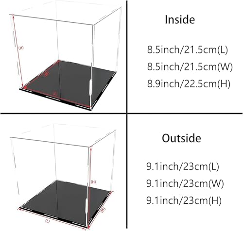 Image of Clear Acrylic Display Case - 9x9x9 Inch (23x23x23 cm) Premium Collectibles Box | Alternative to Glass Display Case | Ideal for Action Figures, Home Decor, Toys & More