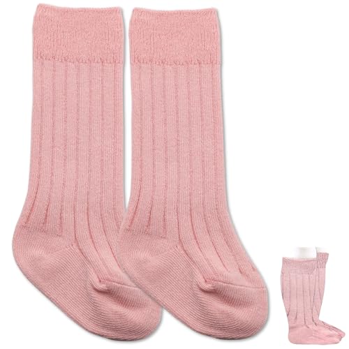 Calcetines Altos De Algodón Para Bebé, Calcetas Largas Para Bebé, Medias Largas De Algodón Para Bebe, Talla S, Longitud Suela 8 Cm, Altura De 15 Cm, Algodon, Apto Para 0 A 12 Meses, Rosa