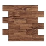 10-Pack Peel and Stick Tile Backsplash 12'X12' PVC Wall Tiles, Stick on Backsplash for Kitchen, Bathroom Tile, Fireplace Décor, Laundry Table, Stair Decals in Brown Woodgrain