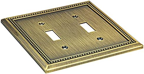 Henne Bery Sunken Pearls Heavy Duty Decorative Wall Plate Switch Plate Outlet Cover (Double Toggle, Antique Brass)