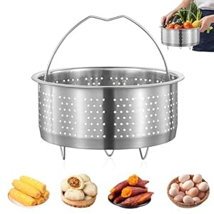 Kozdtiz Dampfgarer Einsatz Edelstahl 304, Dämpfeinsatz für Topf, 20 cm Dünsteinsatz für töpf, Siebeinsatz für Töpfe für Töpfe, Kochtöpfe, Schnellkochtopf Dünsten von Gemüse Früchte Eier silbrig