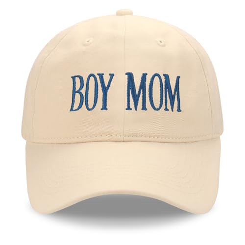 Boy Mom Hat, Adjustable Size Baseball Cap, Gift for Mother’s Day Birthday Christmas Beige (US, Alpha, Medium, Large, Beige02)