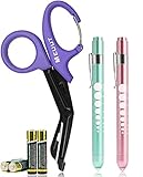 MEUUT 3 Pack Pen light & Medical Scissors-Two LED Penlights for Nurses One 7.5' EMT Trauma Shears...