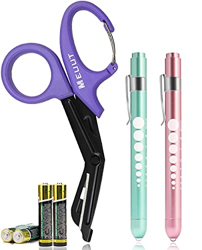 MEUUT Medical Scissors Trauma Shears with Penlights-7.5" Bandage Scissors Pen Lights, Fluoride-Coated Stainless Steel Blades Nursing Scissors