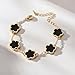 JOYEAR Five Leaf Clover Bracelet,Gold Clover Bracelet Set Preppy Bracelets Valentine's Day Gifts (Black)
