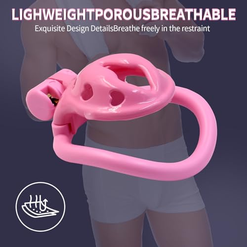 Image of Male Chastity Device Positive /Negative with 4 Rings Super Small Cage (Micro Pink)